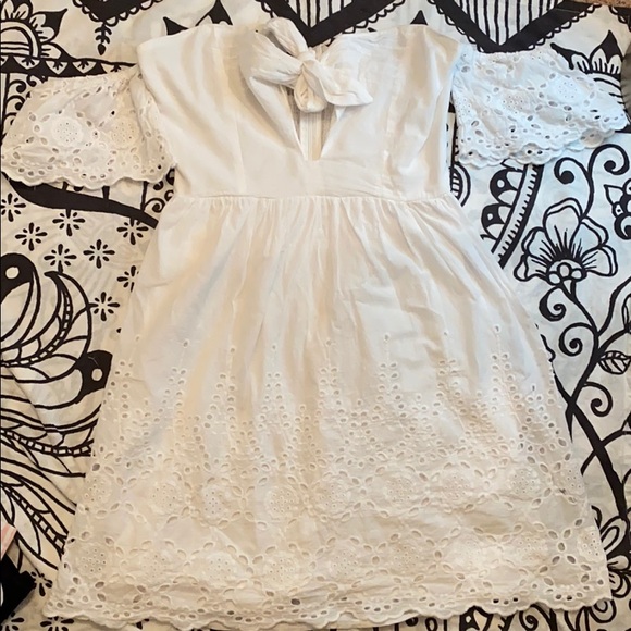 Parisian off shoulder broderie dress with bow - Picture 3 of 6